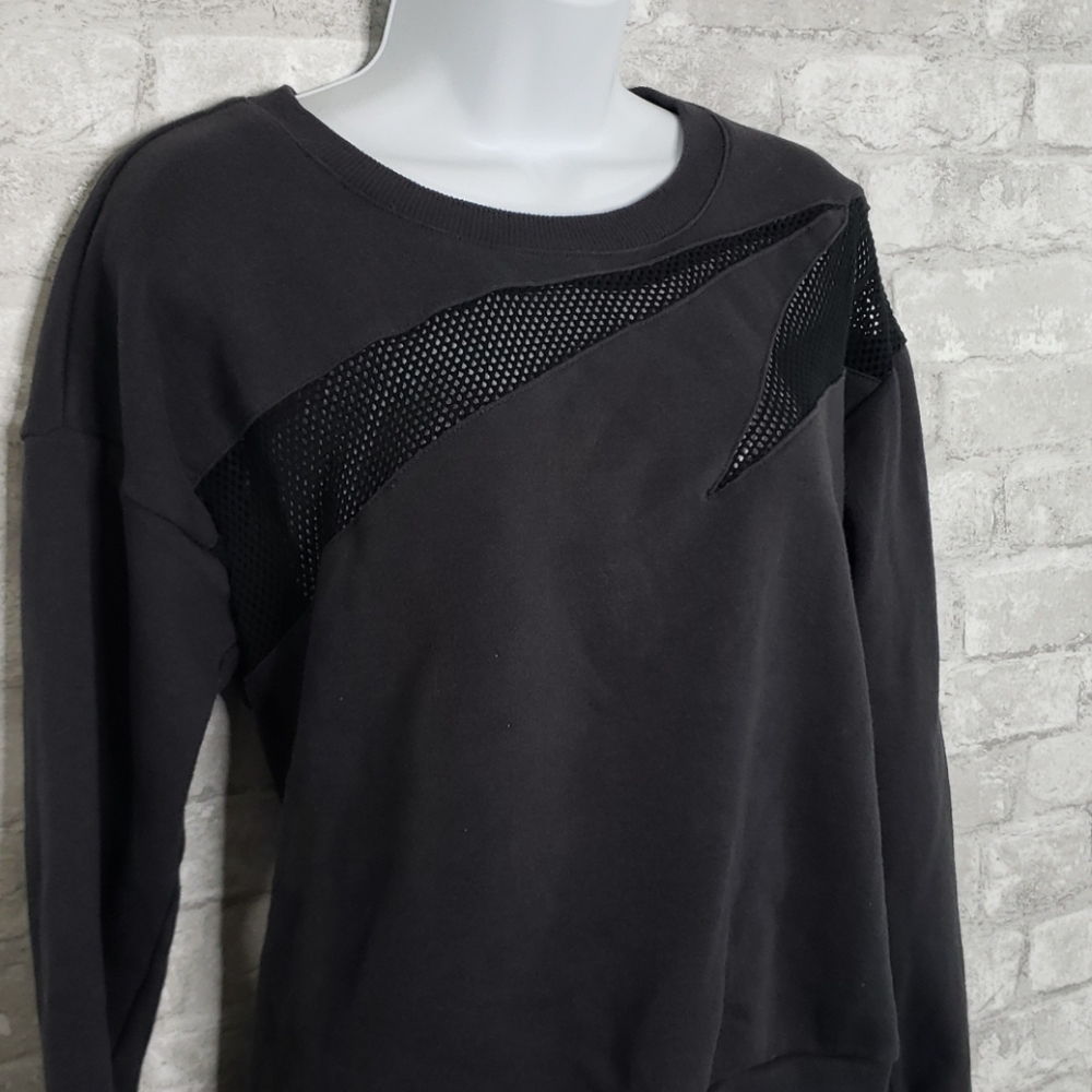 Fabletics Agon Pullover Gray Black Mesh Sweatshirt - image 3